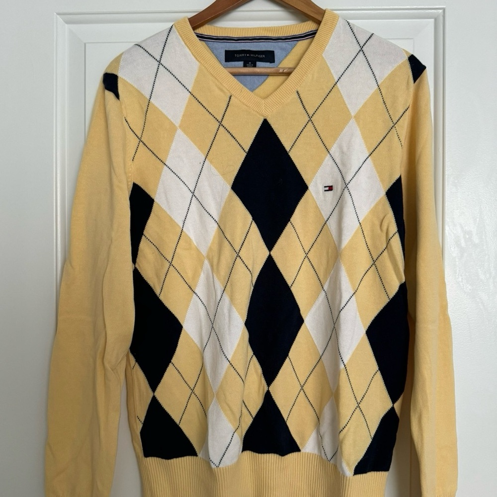 Tommy H sweater yellow checkered